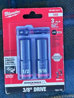 Milwaukee 3-pc 3/8” SAE Deep Impact Socket set  49-66-4417