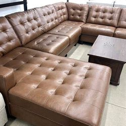 
♡ASK DISCOUNT COUPON💬 sofa Couch Loveseat Living room set sleeper recliner daybed futon ÷ Bskove Auburn Leather Raf Or Laf Sectional 