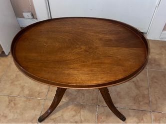 Vintage Mersman 6651 Pedestal Harp Lyre Base Wooden Oval Coffee Table Claw Feet