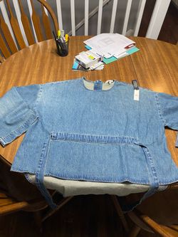Denim Medium Girls top with Blue sweat