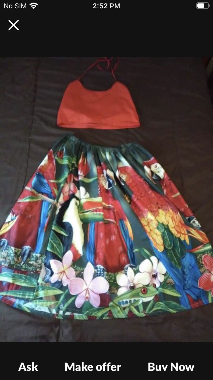 Tropical BIRDS TWO PIECE SKIRT SET