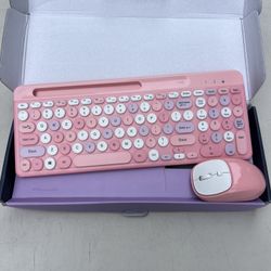 Wireless Keyboard And Mouse Pink