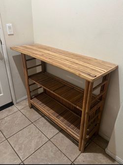 Rattan bamboo console entry way table