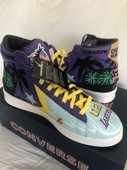 Lakers 3-peat Leather Converse Shoes Size 9.5 Men