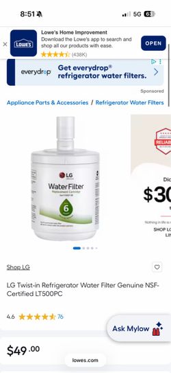 LG Water Filter - LG LT500P