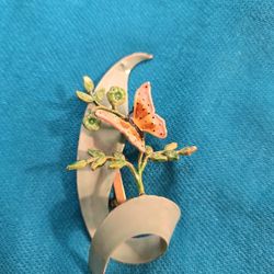 Hattie Carnegie Enameled Butterfly Vintage Brooch 