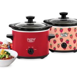 So Yummy by bella 2.0qt Twin Set Slow Cooker Red and Strawberry Pattern