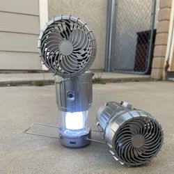 Solar Camping Lantern with Fan,Rechargeable Camping Fans Charging (2pcs)