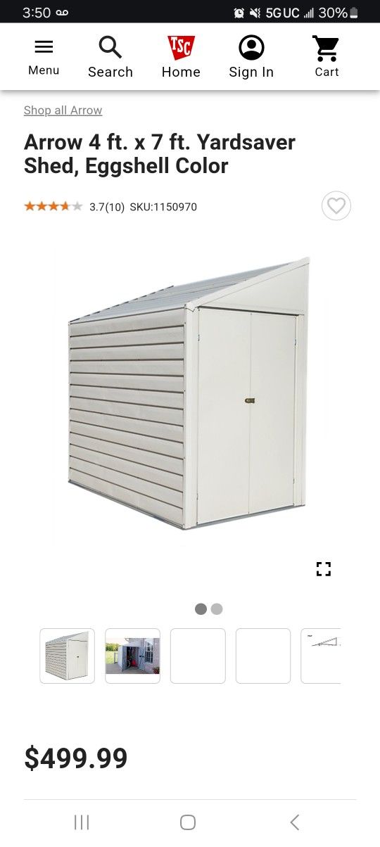 NEW ARROW 4×7 YARDSAVER STORAGE SHED