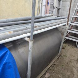 Stainless steel storage bin.