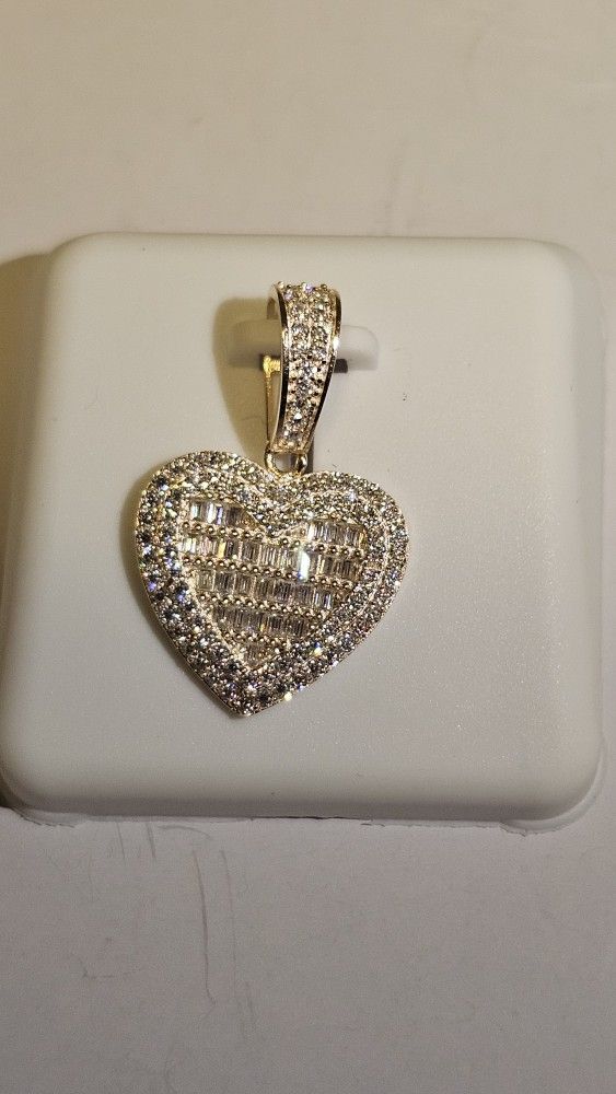 💛 1 Ct Moissanite Heart Pendant – Gold Over Sterling Silver 💎
