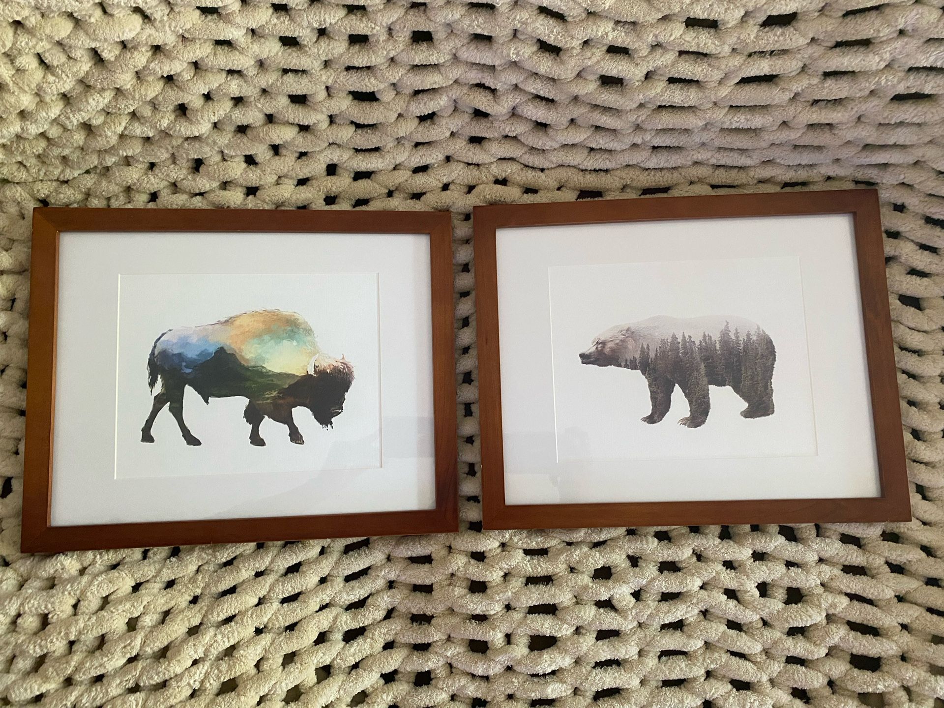 Set of 2 Framed Art Prints, Wall Decor for Living Room, Bedroom, or Office
