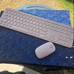 Pink Keyboard & Mouse Bluetooth Wireless 