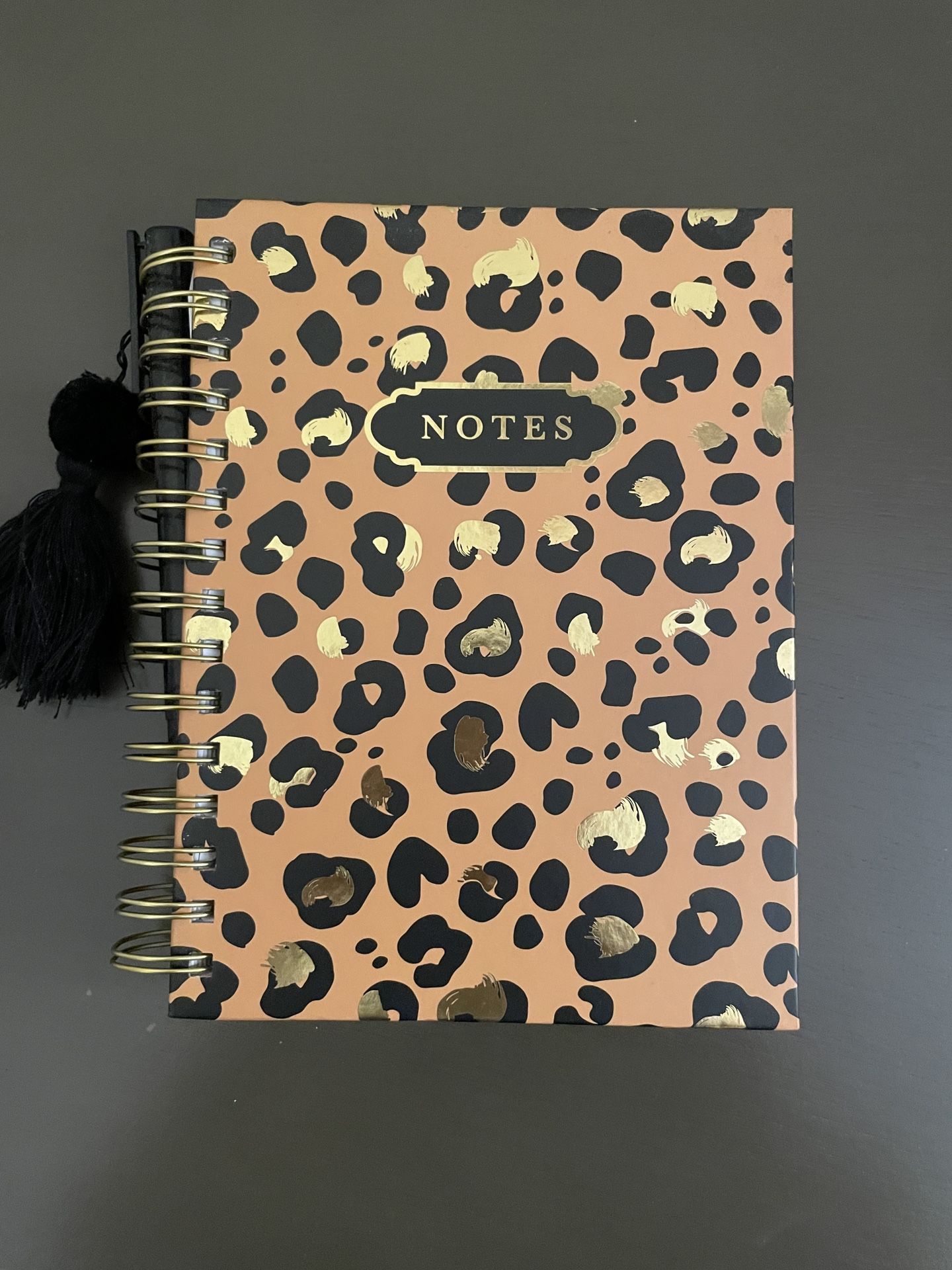 Leopard Print Spiral Notebook With Gold Accents