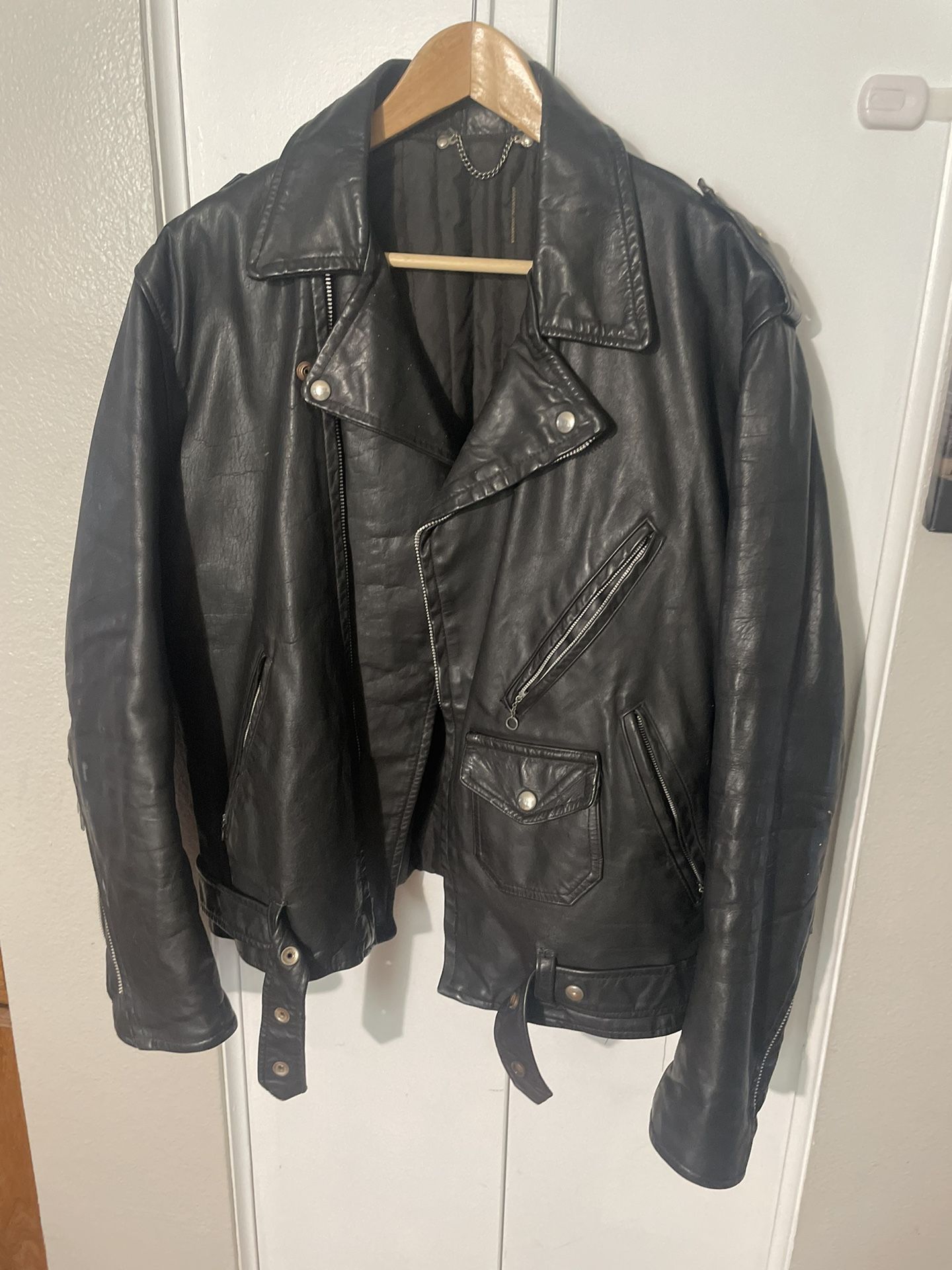 Vintage 1970s Extra Large 46 Leather Jacket Punk Greaser