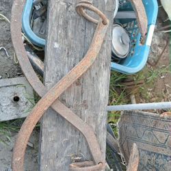 antique iron farm implement,