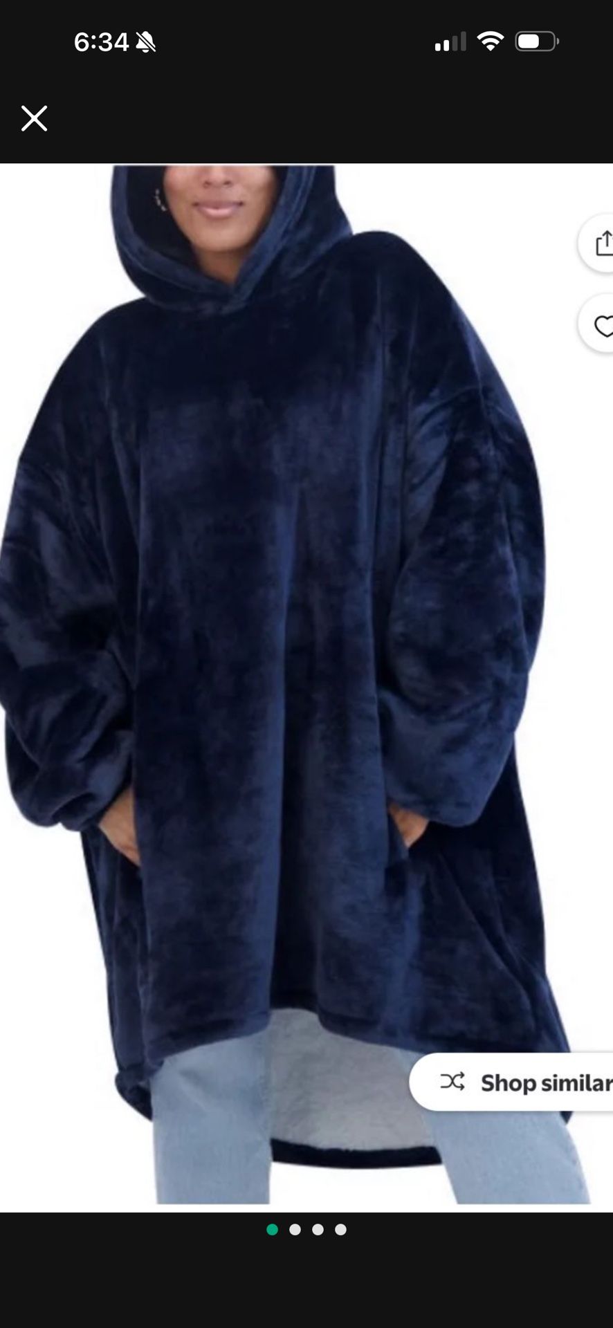 Wayy Big Unisex Plush Fleece Lined Over-Sized Hoodie Blue 