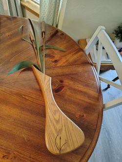 Unique Wooden Vase with Cattails Wall Hanging