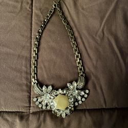 J.Crew Statement Necklace – Crystal & Neutral Stone