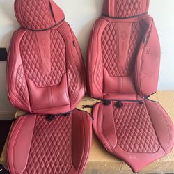 Red leather car seat cover set