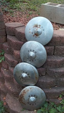 Ford hubcap set from the late 1940s fair condition
