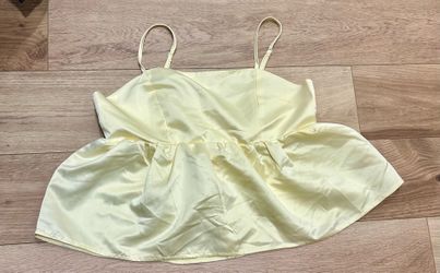 Yellow Satin and Peplum Camisole Top Size XL