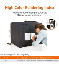 Portable Foldable Photo Studio Box with LED Light, 1 Count (Pack of 1), Black, 25 x 30 x 25 Inches 