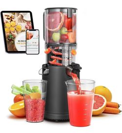 Slow Cold Press Juicer Machine: Electric Masticating Juicer Extractor Easy Clean - Whole Fruit Vegetable Juice Maker - Cold Pressed Slow Blender Juice
