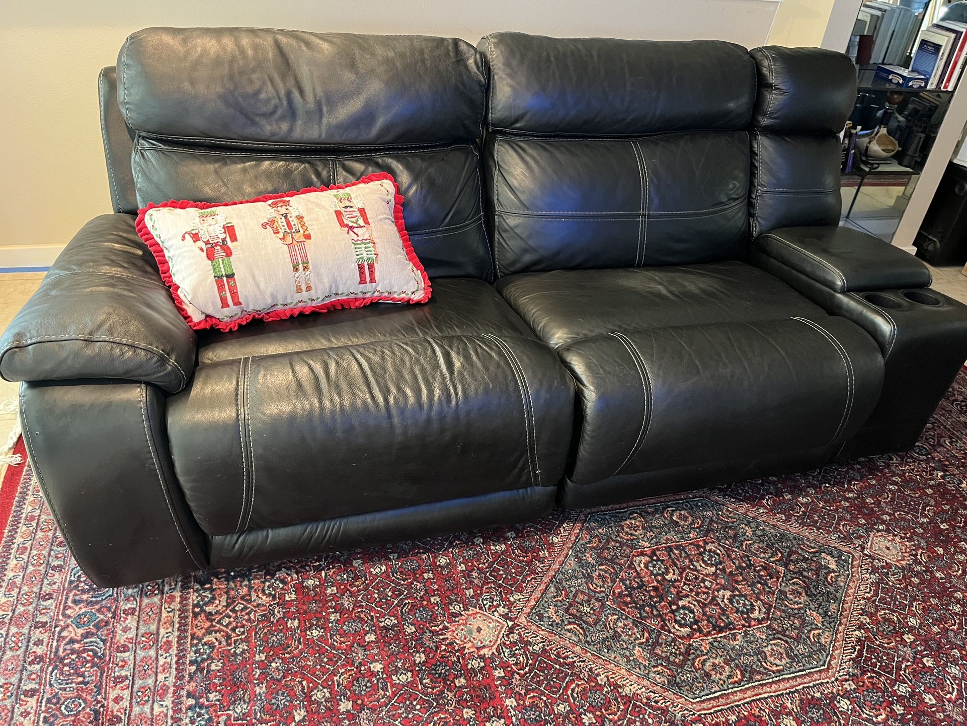 Black Genuine Leather Sofa / couch 