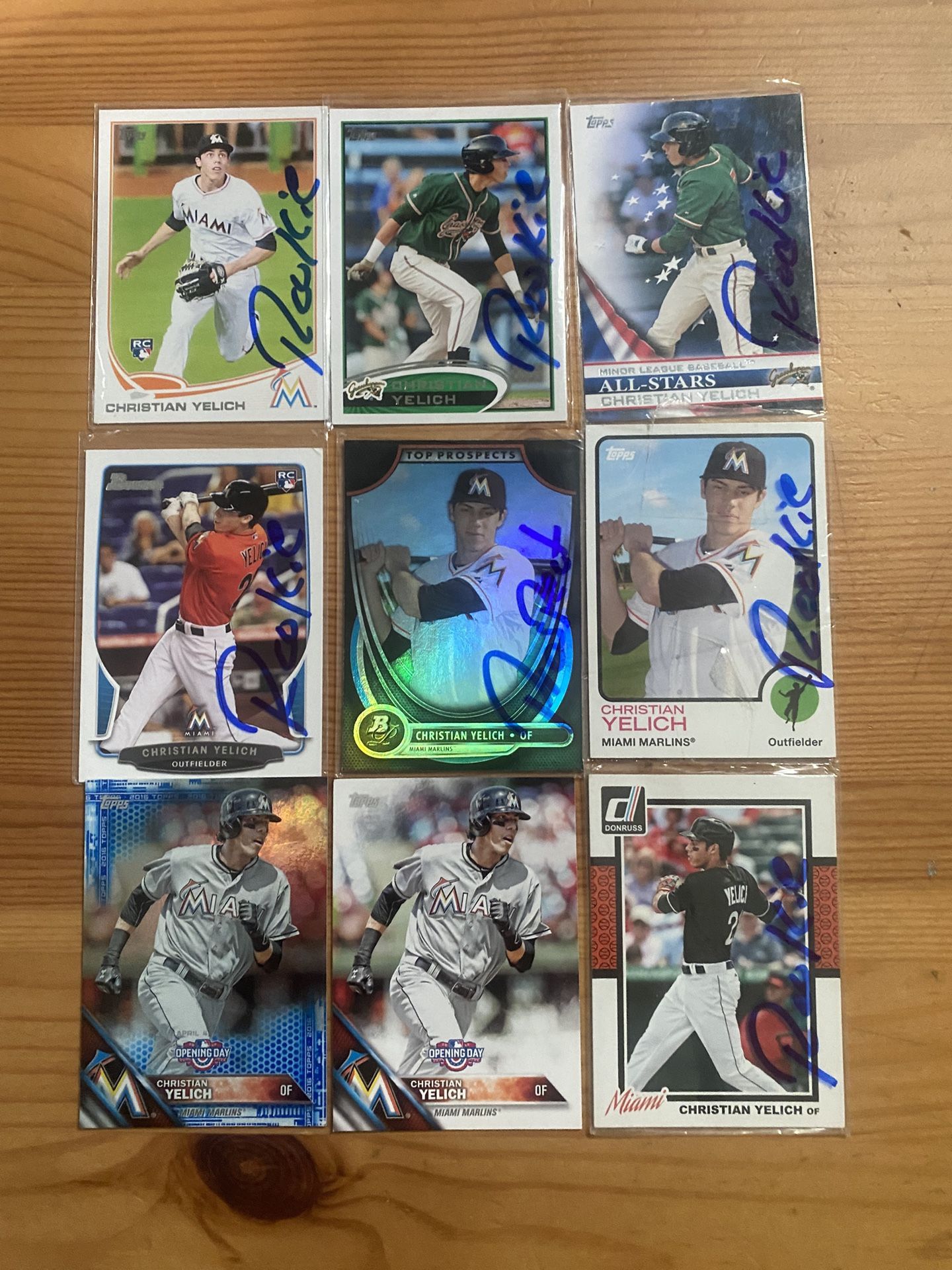CHRISTIAN YELICH BASEBALL CARD LOT DIF.