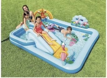 Intex Jungle Adventure Wading Pool Play Center with Slide