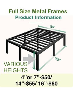 Full Size Bed Frames- Metal Platform Full frame  /Mattress not Included/Heavy Duty /Mattress not Included/Steel Slat Mattress Found