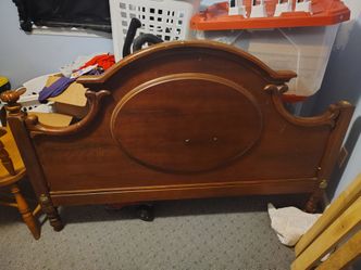 Vintage Wood Bed Headboard and Frame