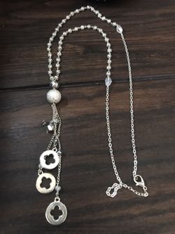 New handmade silver charm tassel necklace trébol clover necklace