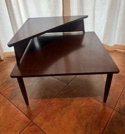 Vintage MCM Baumritter Two-Tier Corner Step Table mid century modern, mcm, vintage table, end table, side table, ethan allen, viko, 1960s, retro, dani