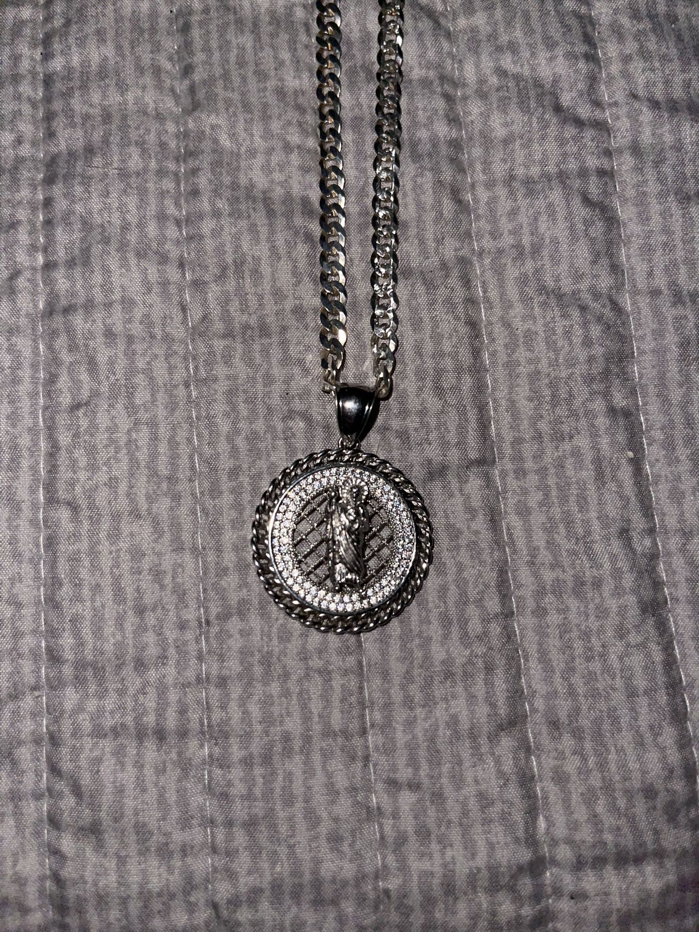 Custom San Judas Silver Pendant and Chain (925 Sterling)