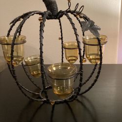 Metal pumpkin candle holder