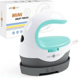 2 HTVRONT Heat Press Mini Heat Press Machine, Small Heat Press Portable Iron Press Machine for T Shirts, Hats, Heating Transfer Projects 2 FOR $50