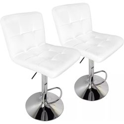Set of 2 Bar Stools Swivel Adjustable Bar Chair Modern PU Leather Pub Bar Chairs - Black and White available 