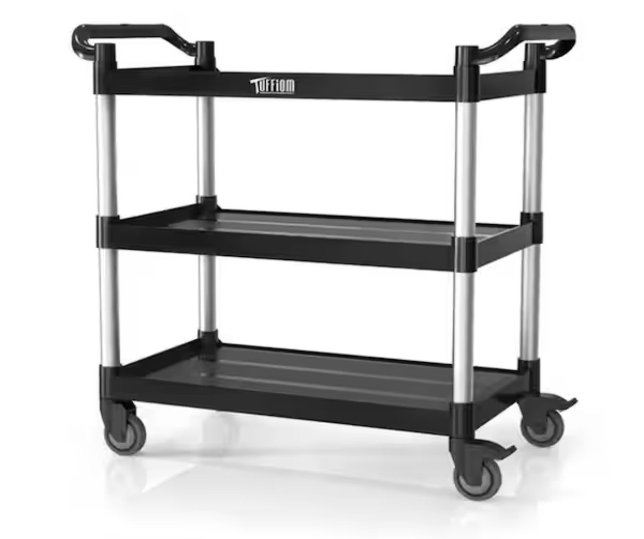 Karl home 3 Tier Medium 390 lbs. Capacity Plastic Utility Cart with Wheels Black