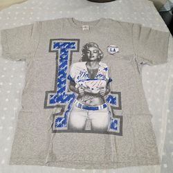 LOS ANGELES T-shirt LA Baseball Marilyn Monroe Tee 100% Cotton  XL
