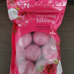 Body cology  Coconut Hibiscus Bath Fizz X8, New.      