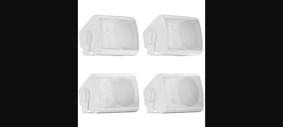 Herdio 5.25" IP66 Waterproof Outdoor Speakers - 600W, White (Set of 4)