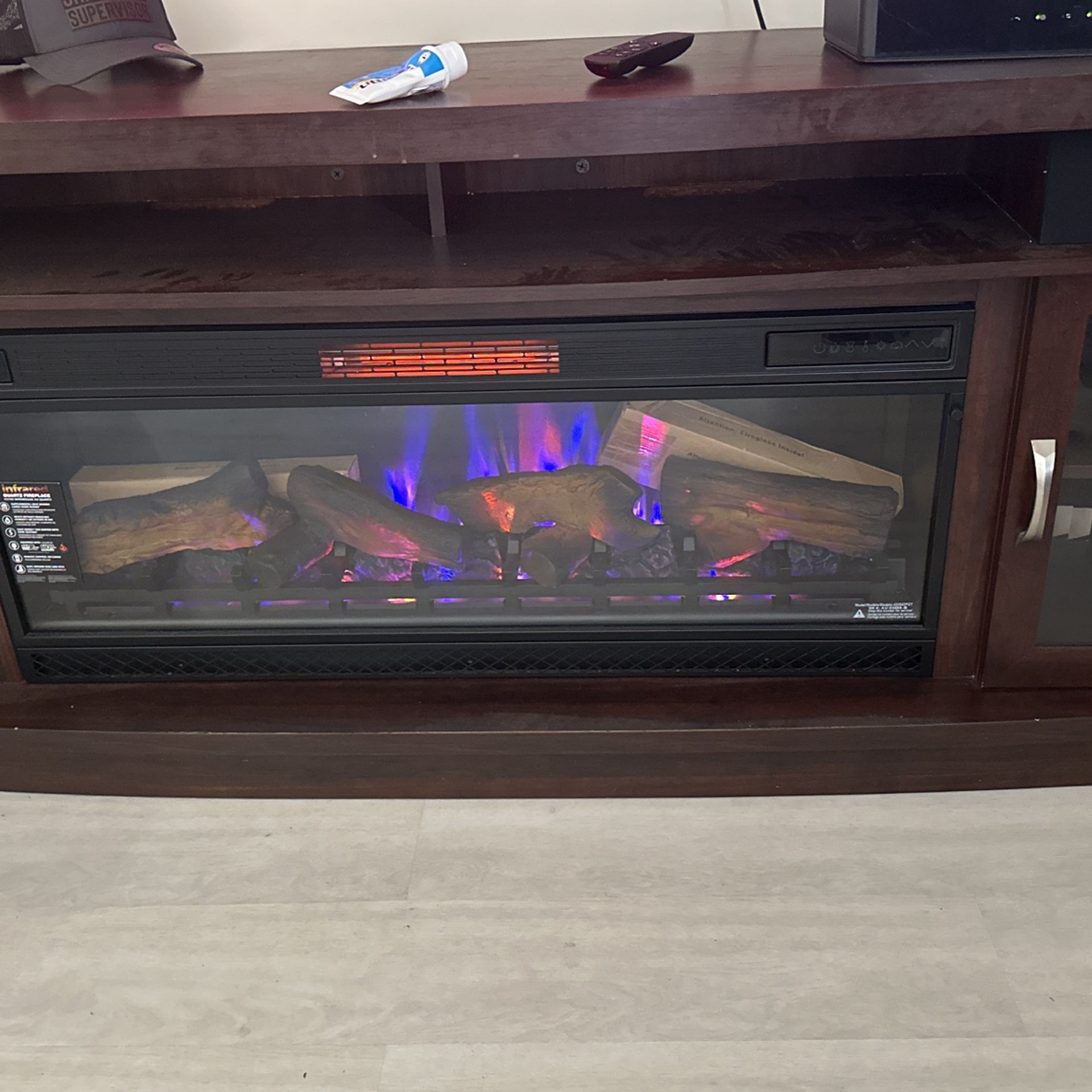Infrared Quarts Fire Place Tv Stand