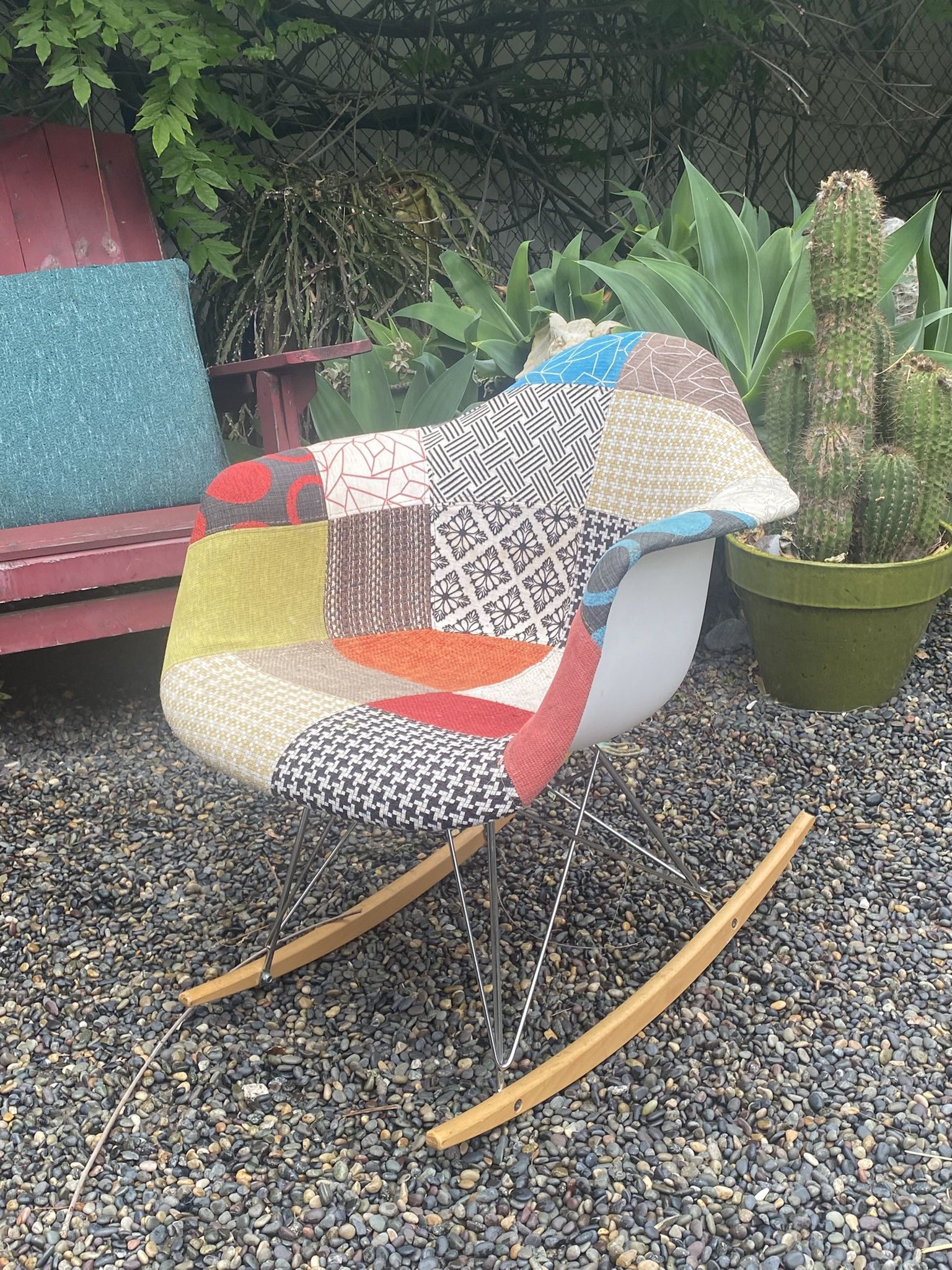 Rocking Chair W Patchwork Fabric Design