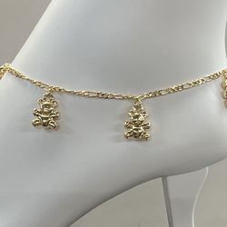 14k Gold Filled Teddy Bear Charm Women Anklet ‼️Top Quality ‼️
