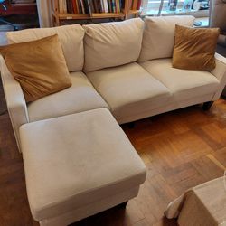 White Couch with Ottoman + Bonus pillows