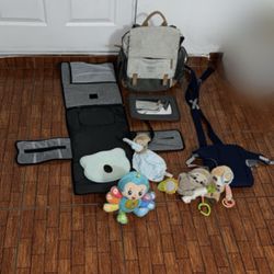 Diaper Bag, Changing Pad, Head Rest Pillow, Car Mirror, Kangaroo, 2 Car Seat Toys, 2 Toys 
