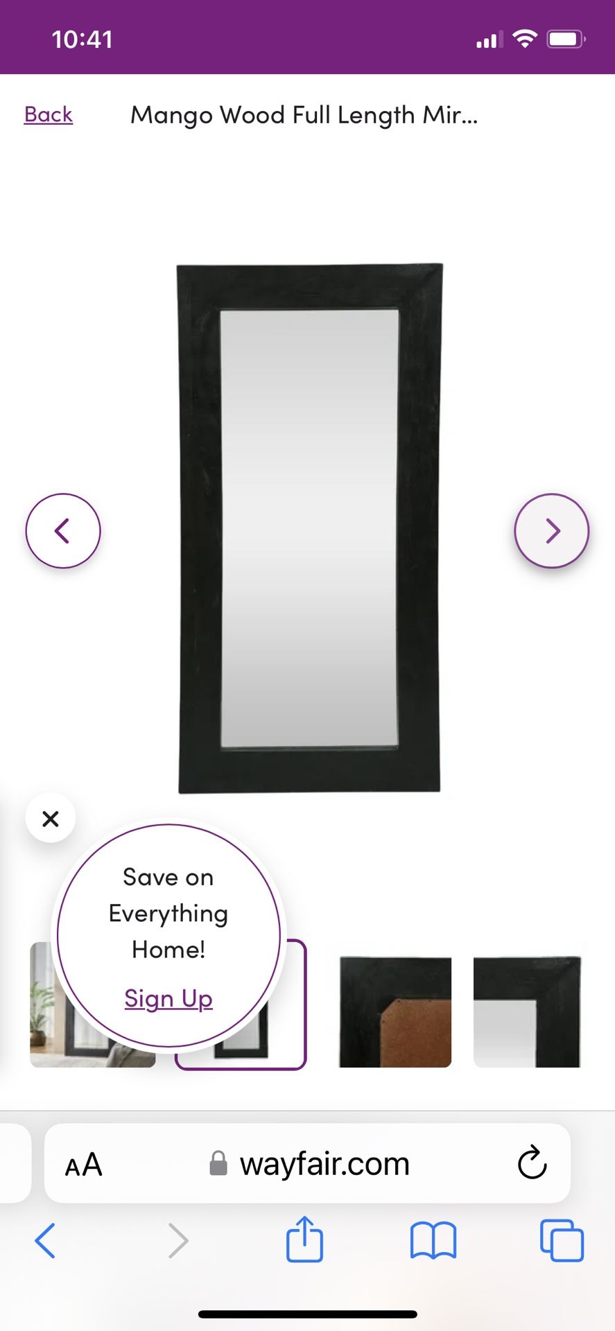 Large Leaning Mirror or Wall Mirror With shelf.
