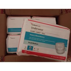 Cardinal Health Underwear Heavy Absorbency Small Médium. 4 Pk 20 Each